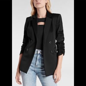🖤 NWT Express Supersoft Double Knit Double Breasted Blazer - Black - XS 🖤